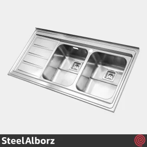 سینک ظرفشویی استیل البرز مدل SteelAlborz 764/60 | دو لگنه فانتزی روکار