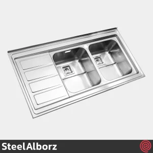 سینک ظرفشویی استیل البرز مدل SteelAlborz 764/60 | دو لگنه فانتزی روکار