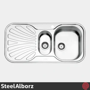 سینک ظرفشویی استیل البرز مدل SteelAlborz 510/50 | یک و نیم لگنه فانتزی توکار