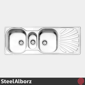 سینک ظرفشویی استیل البرز مدل SteelAlborz 530/50 | دو و نیم لگنه فانتزی توکار
