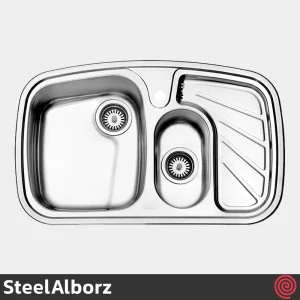 سینک ظرفشویی استیل البرز مدل SteelAlborz 608/50 | یک و نیم لگنه فانتزی توکار