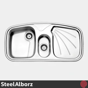سینک ظرفشویی استیل البرز مدل SteelAlborz 610/51 | یک و نیم لگنه فانتزی توکار
