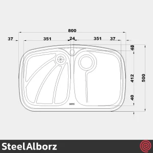سینک ظرفشویی استیل البرز مدل SteelAlborz 618/50 | یک لگنه فانتزی توکار