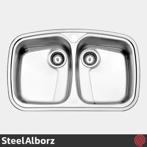 سینک ظرفشویی استیل البرز مدل SteelAlborz 628/50 | دو لگنه فانتزی توکار