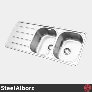 سینک ظرفشویی استیل البرز مدل SteelAlborz 726/50 | دو لگنه فانتزی توکار