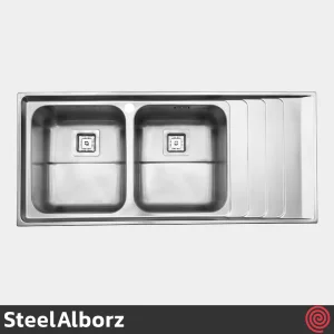 سینک ظرفشویی استیل البرز مدل SteelAlborz 734/52 | دو لگنه فانتزی توکار