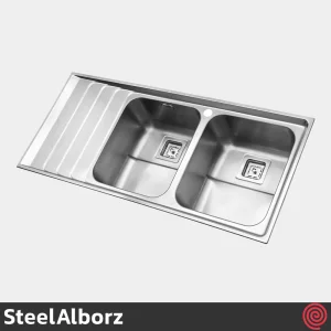 سینک ظرفشویی استیل البرز مدل SteelAlborz 734/52 | دو لگنه فانتزی توکارسینک ظرفشویی استیل البرز مدل SteelAlborz 734/52 | دو لگنه فانتزی توکار