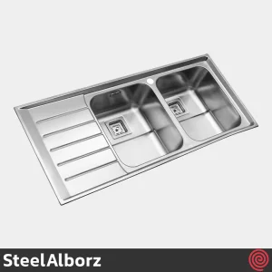 سینک ظرفشویی استیل البرز مدل SteelAlborz 735/52 | دو لگنه فانتزی توکار