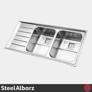 سینک ظرفشویی استیل البرز مدل SteelAlborz 735/52 | دو لگنه فانتزی توکار