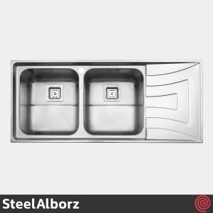 سینک ظرفشویی استیل البرز مدل SteelAlborz 736/52 | دو لگنه فانتزی توکار