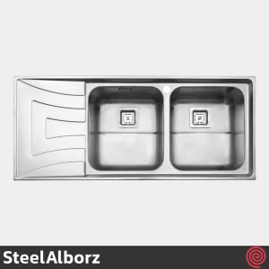 سینک ظرفشویی استیل البرز مدل SteelAlborz 736/52 | دو لگنه فانتزی توکار