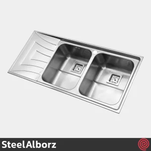 سینک ظرفشویی استیل البرز مدل SteelAlborz 736/52 | دو لگنه فانتزی توکار