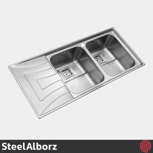 سینک ظرفشویی استیل البرز مدل SteelAlborz 736/52 | دو لگنه فانتزی توکار