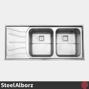 سینک ظرفشویی استیل البرز مدل SteelAlborz 737/52 | دو لگنه فانتزی توکار