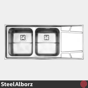 سینک ظرفشویی استیل البرز مدل SteelAlborz 738/52 | دو لگنه فانتزی توکار