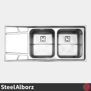 سینک ظرفشویی استیل البرز مدل SteelAlborz 738/52 | دو لگنه فانتزی توکار