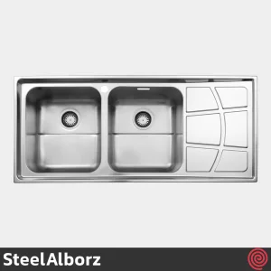 سینک ظرفشویی استیل البرز مدل SteelAlborz 762/52 | دو لگنه فانتزی توکار