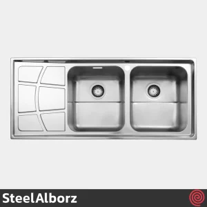 سینک ظرفشویی استیل البرز مدل SteelAlborz 762/52 | دو لگنه فانتزی توکار