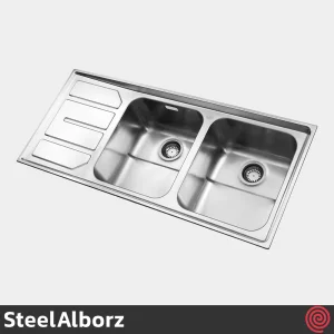 سینک ظرفشویی استیل البرز مدل SteelAlborz 763/52 | دو لگنه فانتزی توکار