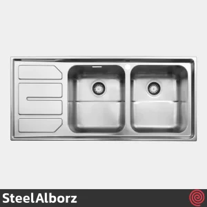 سینک ظرفشویی استیل البرز مدل SteelAlborz 763/52 | دو لگنه فانتزی توکار