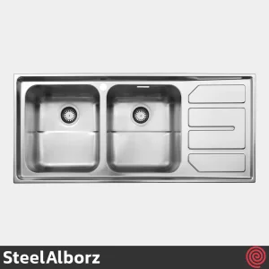 سینک ظرفشویی استیل البرز مدل SteelAlborz 763/52 RED | دو لگنه فانتزی توکار