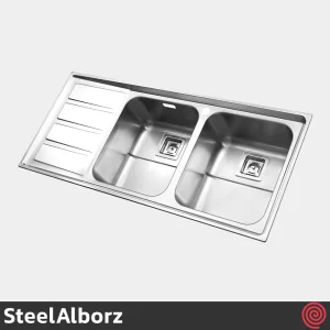 سینک ظرفشویی استیل البرز مدل SteelAlborz 764/52 | دو لگنه فانتزی توکار