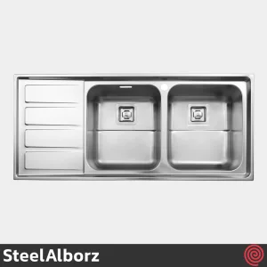 سینک ظرفشویی استیل البرز مدل SteelAlborz 764/52 | دو لگنه فانتزی توکار