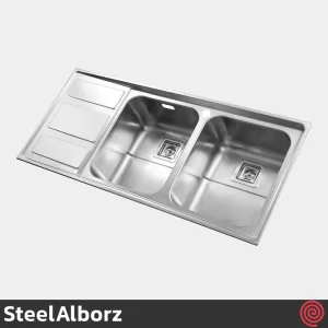 سینک ظرفشویی استیل البرز مدل SteelAlborz 765/52 | دو لگنه فانتزی توکار