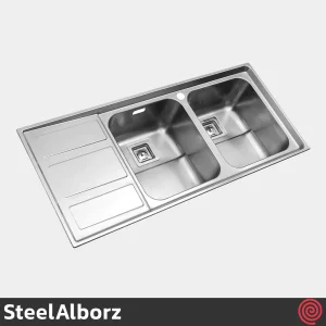سینک ظرفشویی استیل البرز مدل SteelAlborz 765/52 | دو لگنه فانتزی توکار