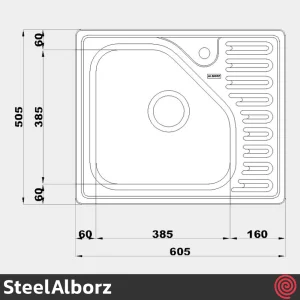 سینک ظرفشویی استیل البرز مدل SteelAlborz 810/50 | یک لگنه فانتزی توکار