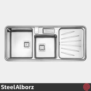 سینک ظرفشویی استیل البرز مدل SteelAlborz 854/52 | دو لگنه باکسی توکار