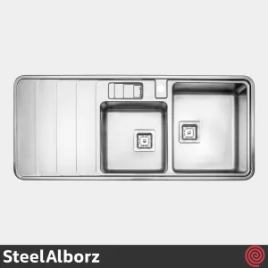 سینک ظرفشویی استیل البرز مدل SteelAlborz 856/52 | دو لگنه باکسی توکار