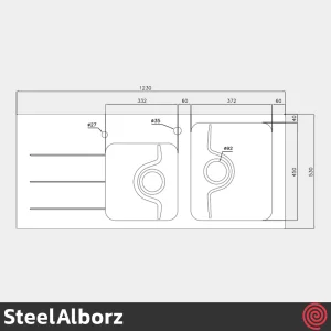 سینک ظرفشویی استیل البرز مدل SteelAlborz Crystal | دو لگنه کریستال توکار با رنگ سفید