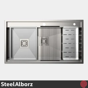 سینک ظرفشویی استیل البرز مدل SteelAlborz 955/52 | یک لگنه باکسی توکار