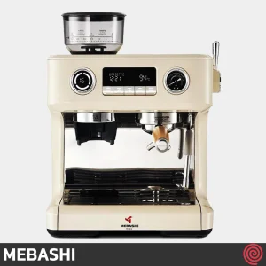 اسپرسو ساز مباشی مدل Mebashi ME-CCM2058 | رنگ کرم، نیمه اتوماتیک با آسیاب و فشار 20 بار