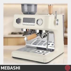 اسپرسو ساز مباشی مدل Mebashi ME-CCM2058 | رنگ کرم، نیمه اتوماتیک با آسیاب و فشار 20 بار