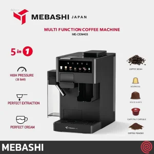 اسپرسو ساز مباشی مدل Mebashi ME-CEM403 | رنگ سفید، اتوماتیک با آسیاب و فشار 20 بار