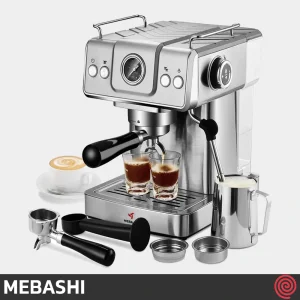اسپرسو ساز مباشی مدل Mebashi ME-ECM2038 | رنگ استیل با فشار 20 بار