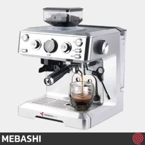 اسپرسو ساز مباشی مدل Mebashi ME-CCM2064 | رنگ استیل، نیمه اتوماتیک با آسیاب و فشار 19 بار