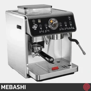اسپرسو ساز مباشی مدل Mebashi ME-CCM2056 | رنگ استیل، نیمه اتوماتیک با آسیاب و فشار 20 بار