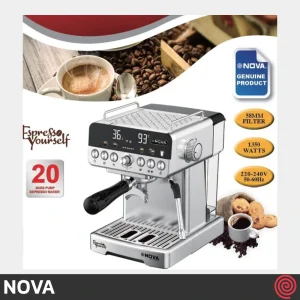 اسپرسو ساز نوا مدل NOVA NCM-1074EXPD | رنگ استیل با فشار 20 بار