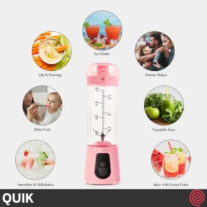 شیکر شارژی کوییک مدل Quik GS-Q5-174941 | رنگ صورتی با توان 120 وات