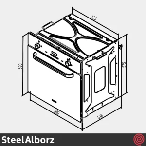 فر توکار گازی و برقی استیل البرز مدل SteelAlborz FGE50 | ظرفیت 60 لیتر