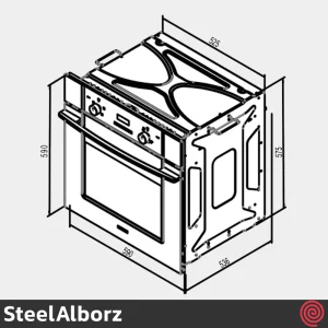 فر توکار گازی و برقی استیل البرز مدل SteelAlborz FGE6 | ظرفیت 60 لیتر