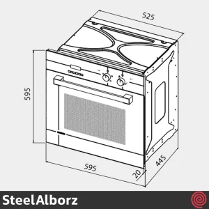 فر توکار گازی و برقی استیل البرز مدل SteelAlborz FGE5 | ظرفیت 60 لیتر