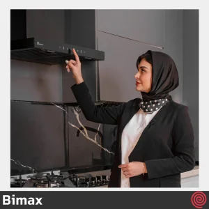 هود شومینه ای بیمکث مدل Bimax 1301 | رنگ مشکی، سایز 90 با موتور توربو 4 دور