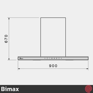 هود شومینه ای بیمکث مدل Bimax 1301 | رنگ مشکی، سایز 90 با موتور توربو 4 دور