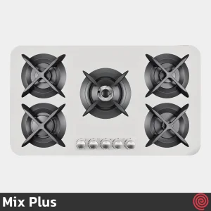 اجاق گاز صفحه ای 5 شعله میکس پلاس مدل Mix Plus APPLE W | بدنه شیشه ای
