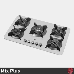 اجاق گاز صفحه ای 5 شعله میکس پلاس مدل Mix Plus APPLE W | بدنه شیشه ای