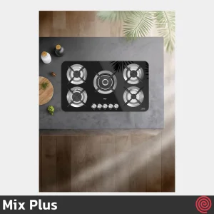 اجاق گاز صفحه ای 5 شعله میکس پلاس مدل Mix Plus APPLE M | بدنه شیشه ای